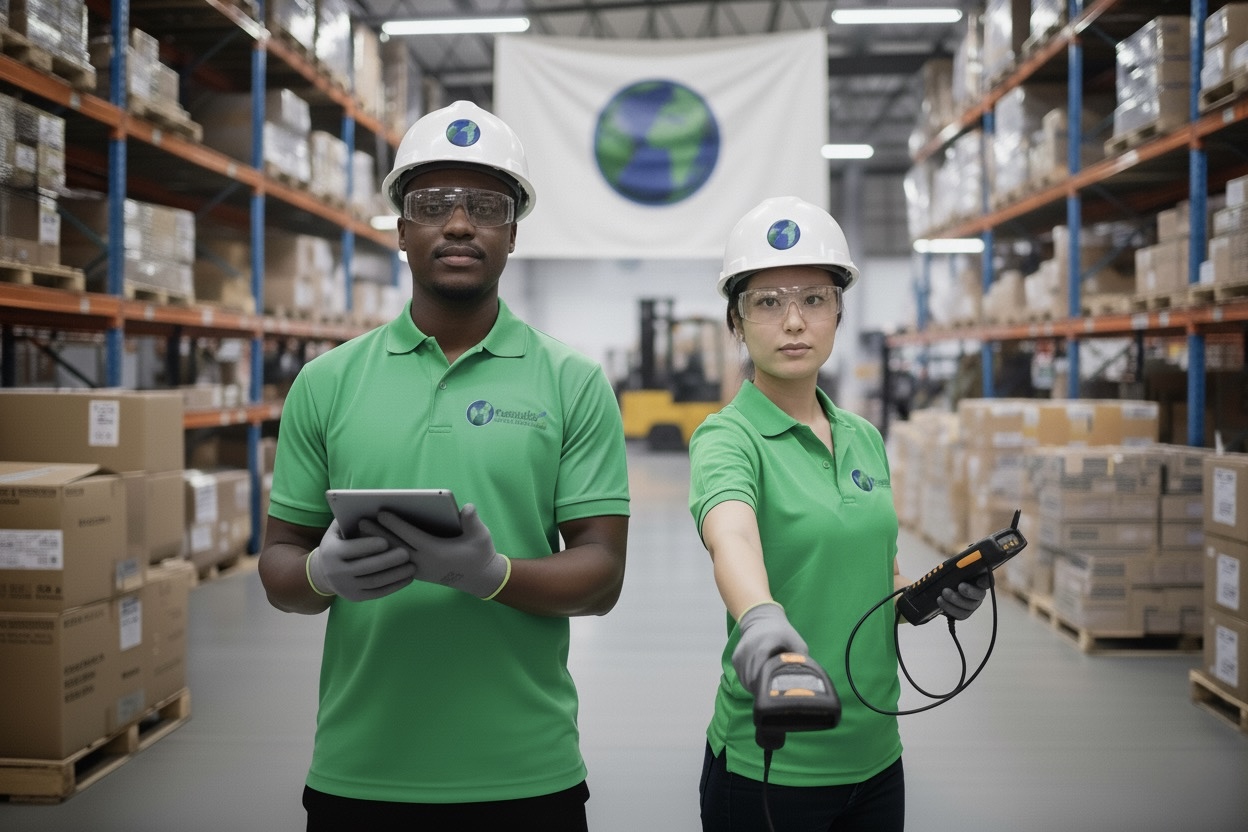 Team performing inventory audit and cycle counting